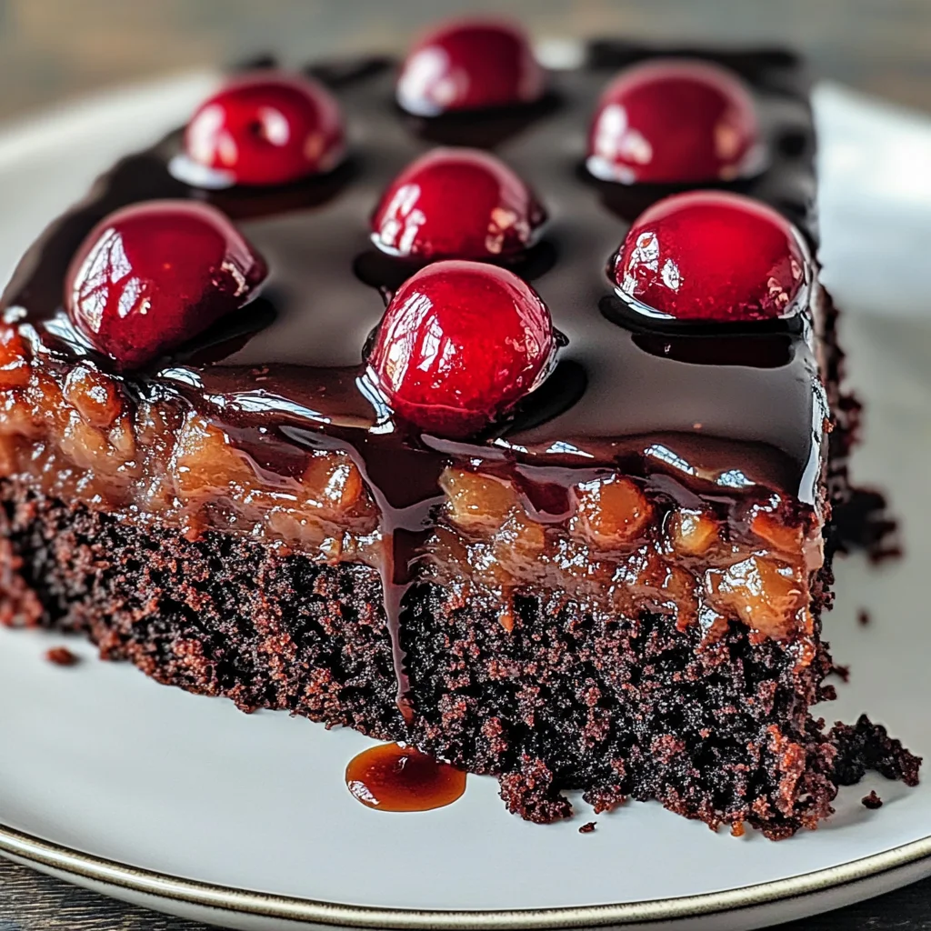 Chocolate Cherry Upside Down Cake 🍒🍫