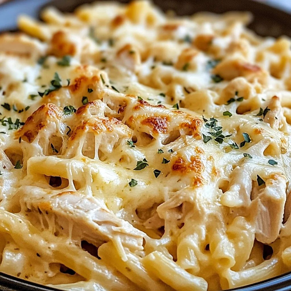 Creamy Crockpot Garlic Parmesan Chicken Pasta