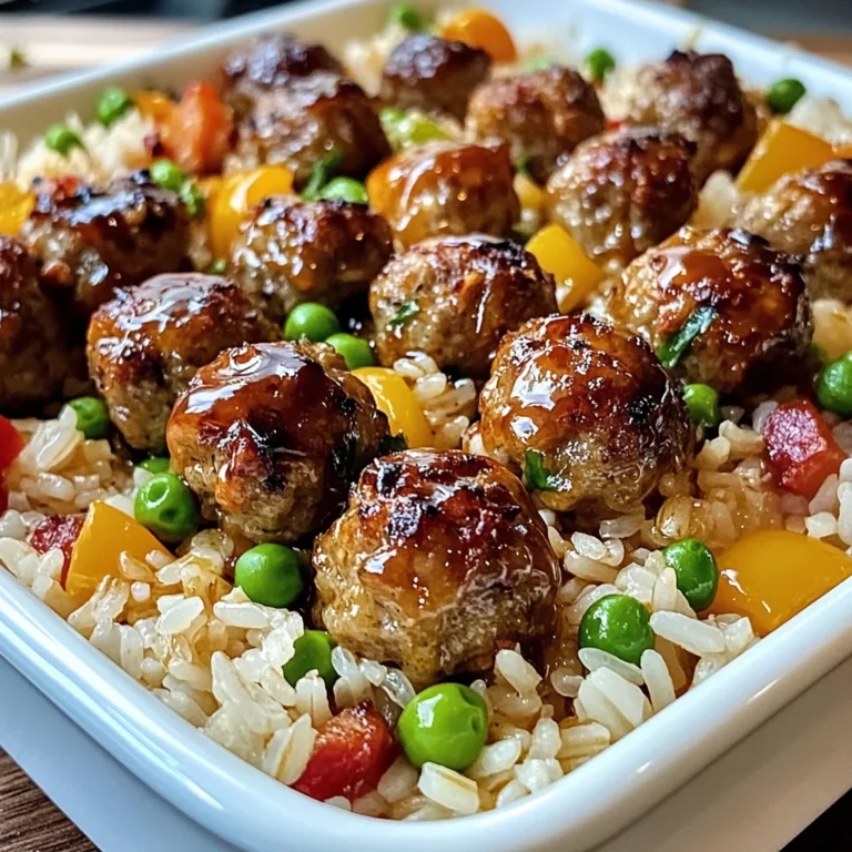 Honey Garlic Meatball & Rice Bake