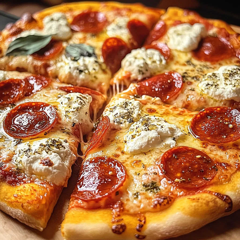 Hot Honey Pepperoni Ricotta Pizza : Sweet and Spicy