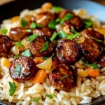 One Pan Sweet And Tangy Bbq Sausage Rice