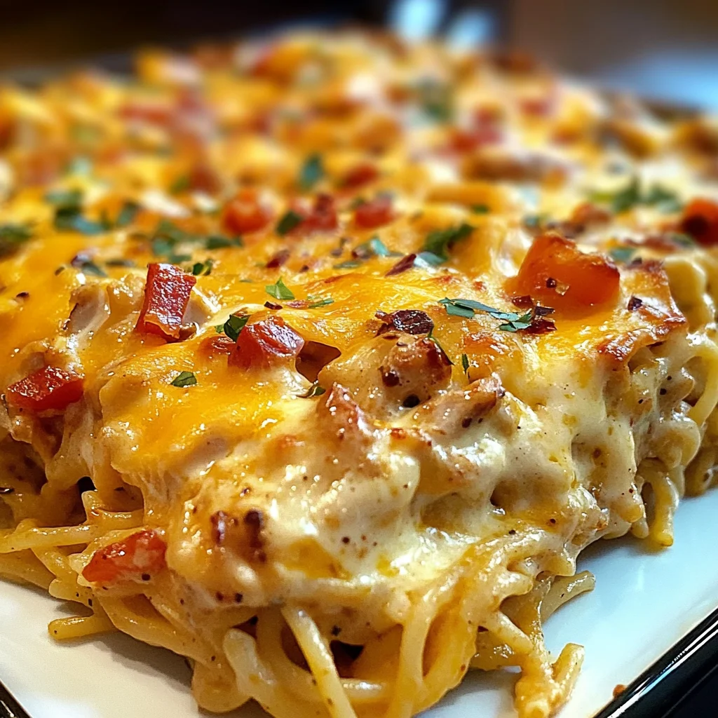 Spicy Southern Cheesy Chicken Spaghetti Casserole