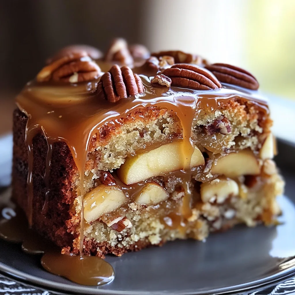 Apple Pecan Cake With Caramel Glaze