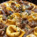 Cheesesteak Tortellini in Creamy Provolone Sauce