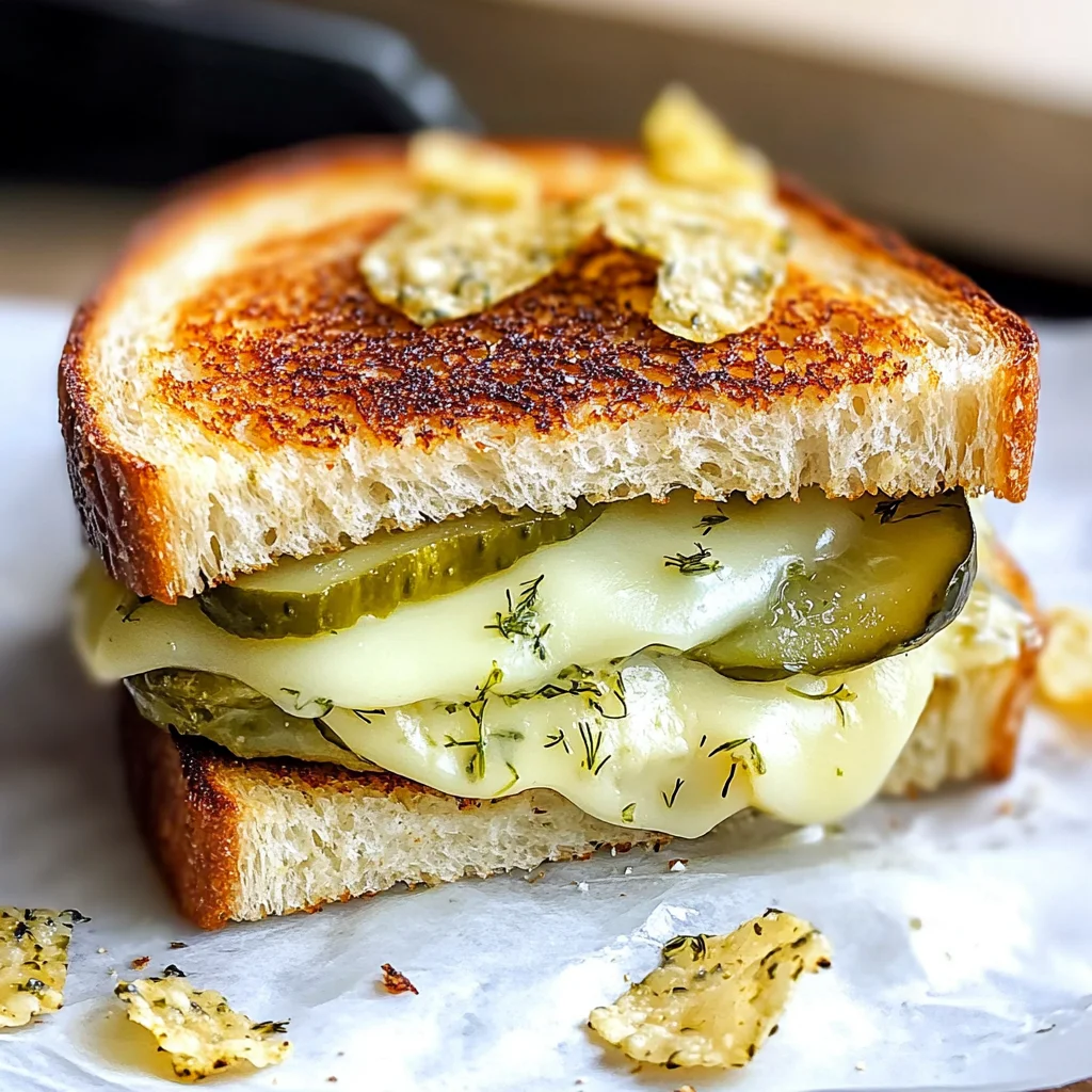 Crispy Dill Pickle Grilled Cheese Sandwich - theamazingfood