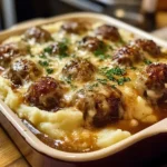 Meatball & Mashed Potato Bake