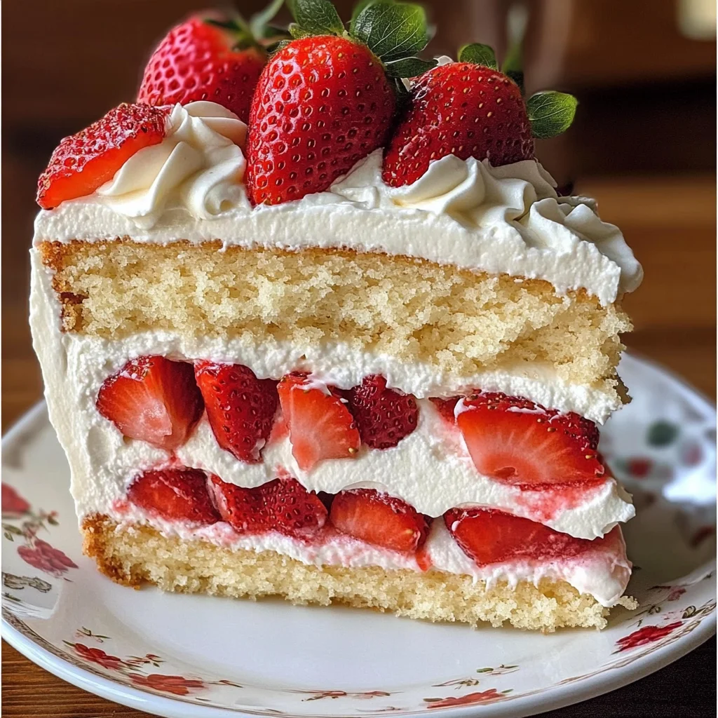 Moist Strawberry Shortcake Cake with Whipped Cream Frosting
