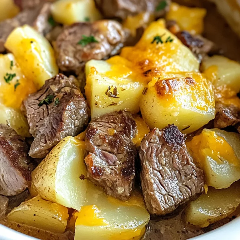 Slow Cooker Steak and Cheddar Potato Casserole