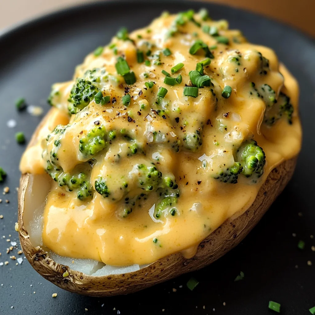 Cheesy Baked Potatoes with Broccoli Cheese Sauce