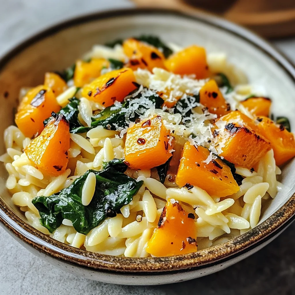 Creamy Orzo with Roasted Butternut Squash and Spinach