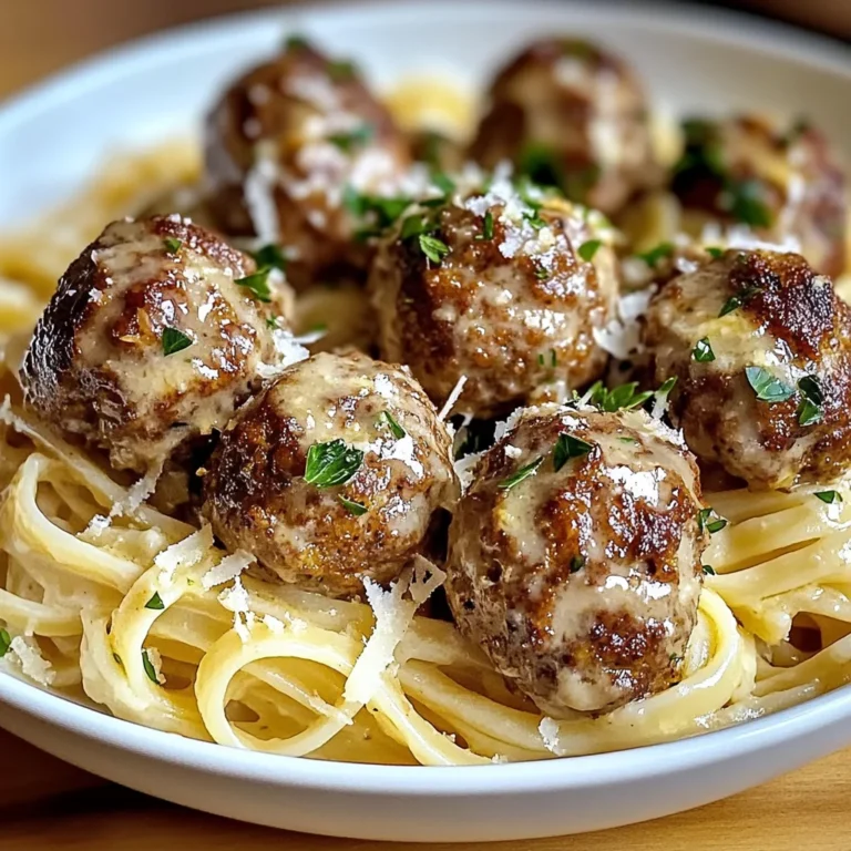 Garlic Butter Meatballs : Creamy Linguine Delight