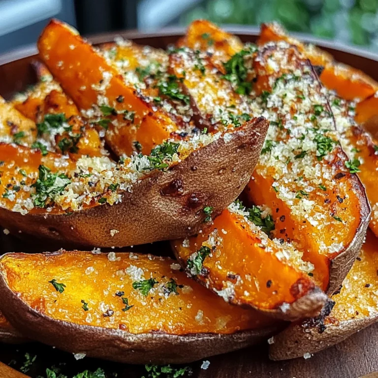 Garlic Parmesan Sweet Potato Wedges