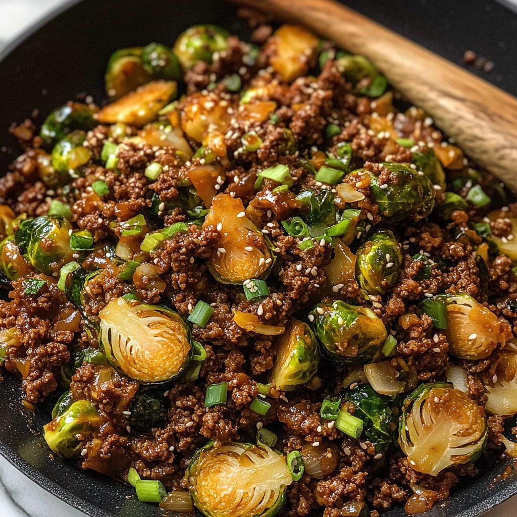 Ground Beef and Brussels Sprouts