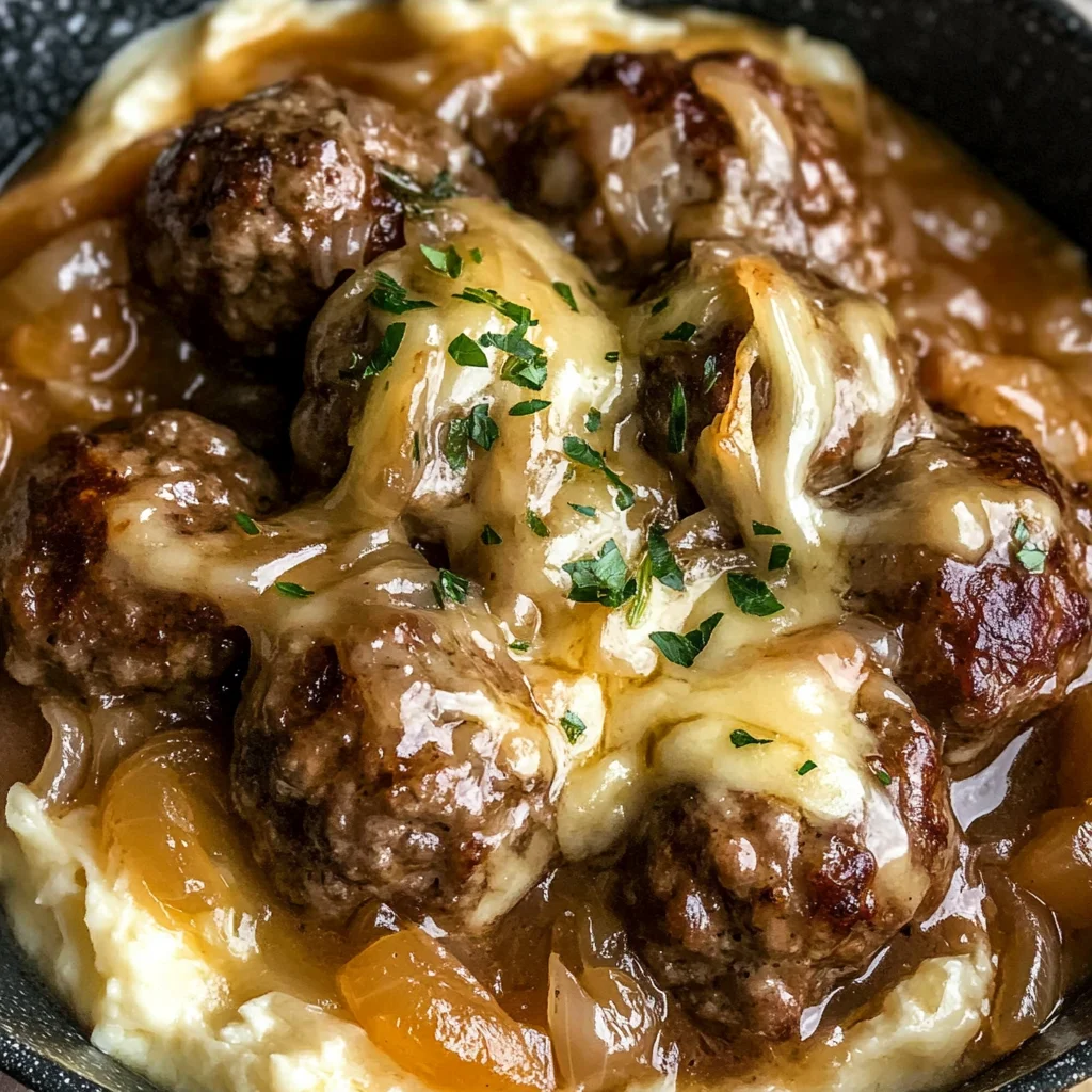 Crock Pot French Onion Meatballs