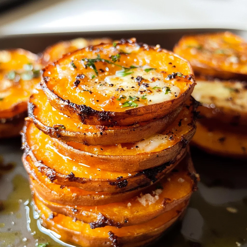 Garlic Butter Sweet Potato Stacks