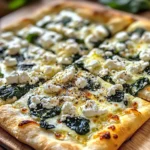 Greek Roasted Garlic Spinach White Pizza