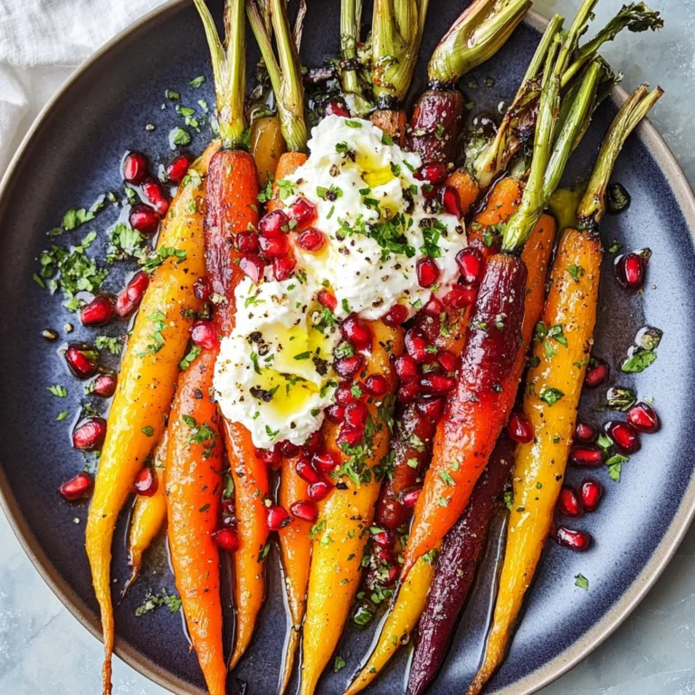 Honey Roasted Rainbow Carrots with Burrata and Pomegranate