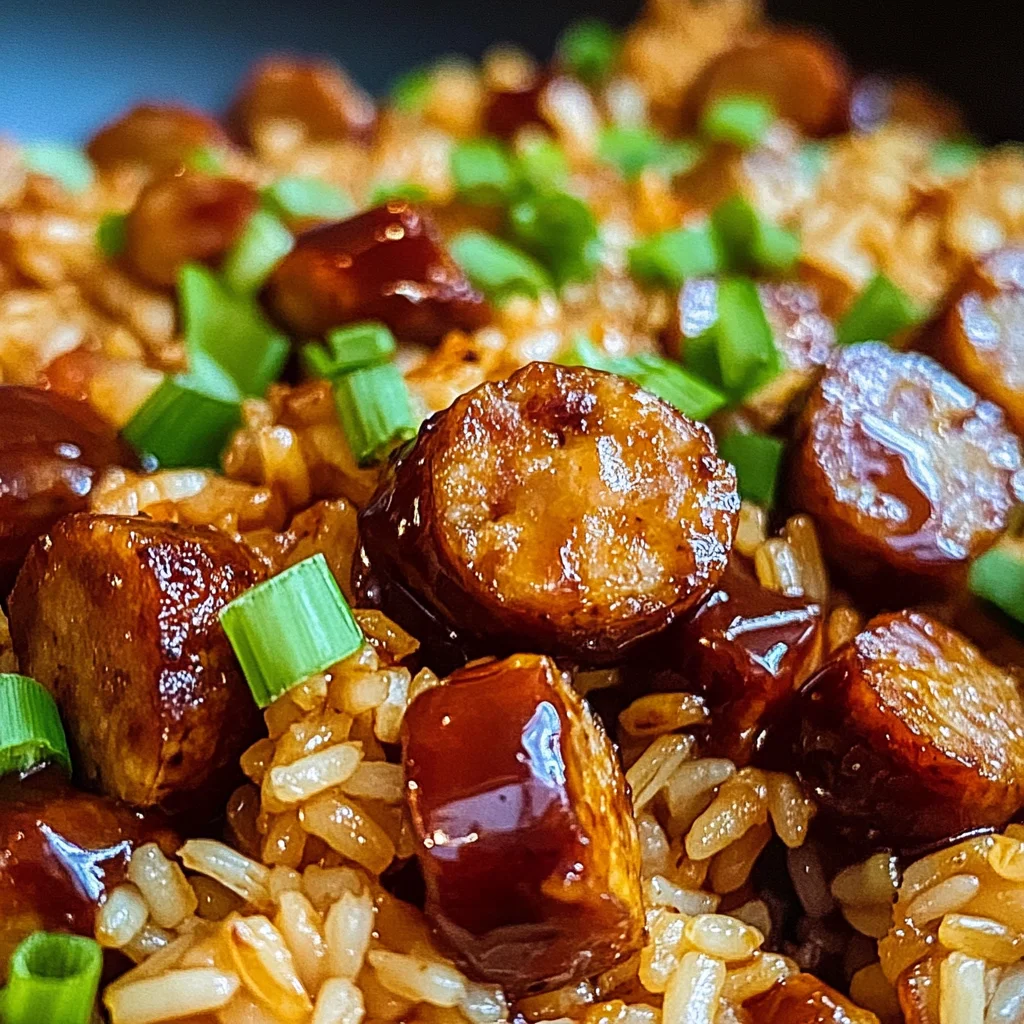 One-Pan Sweet and Tangy BBQ Sausage Rice