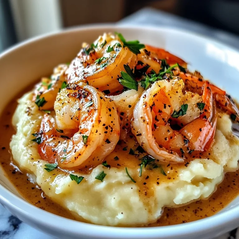 Creamy Garlic Shrimp Over Mashed Potatoes