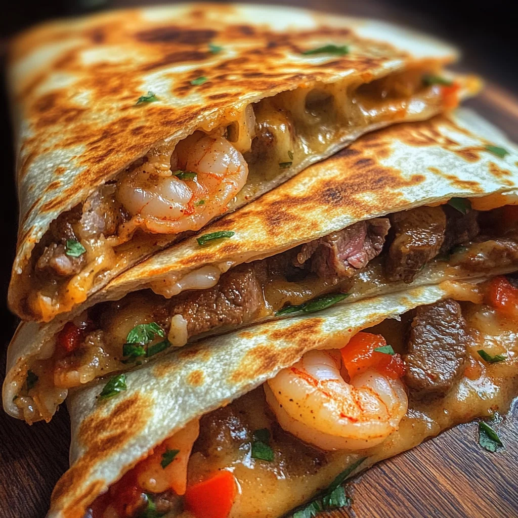 Creole Steak and Shrimp Quesadillas
