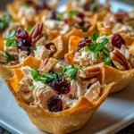 Crispy Cranberry Pecan Chicken Salad Wonton Cups