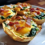 Egg bite cups with spinach bacon