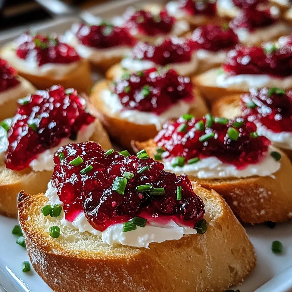Festive Cranberry Pepper Jelly Cream Cheese Bruschetta