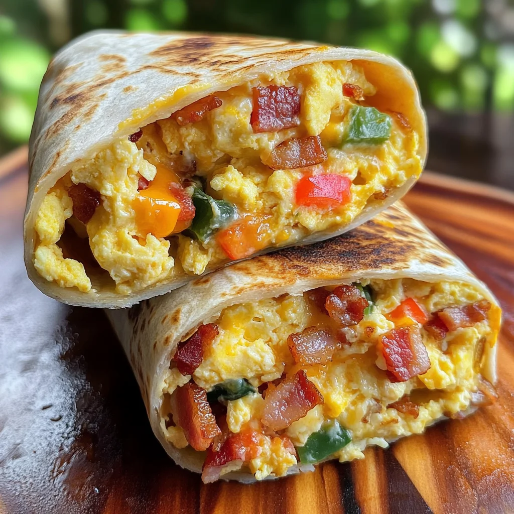 Fluffy Bacon & Egg Breakfast Burritos