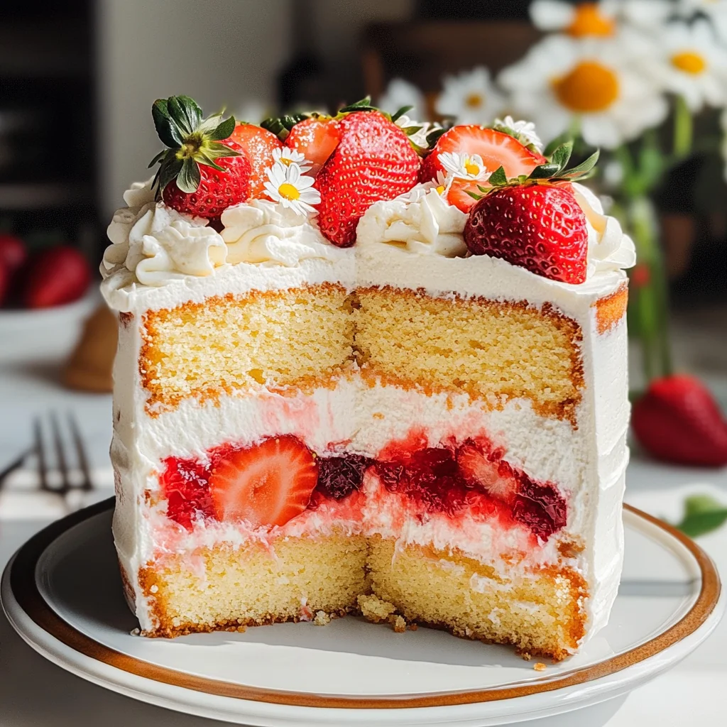 Fluffy and Moist Strawberry Cream Cake