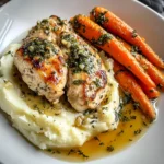 Garlic Herb Chicken with Creamy Mash & Roasted Carrots