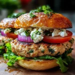 Mediterranean Greek Chicken Burgers with Herbs and Feta