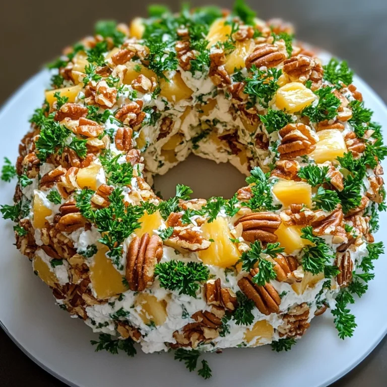 Pineapple & Green Onion Cheese Ball Wreath