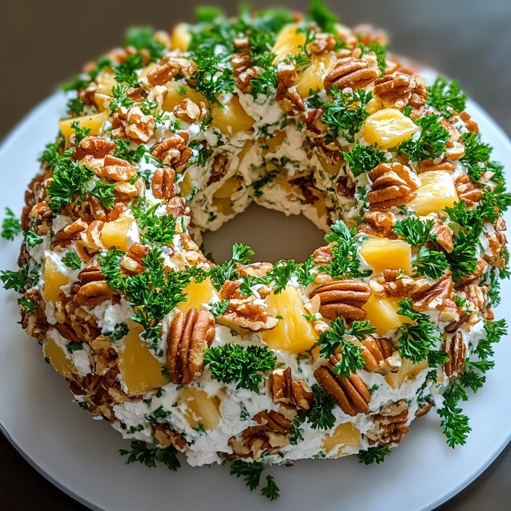 Pineapple & Green Onion Cheese Ball Wreath