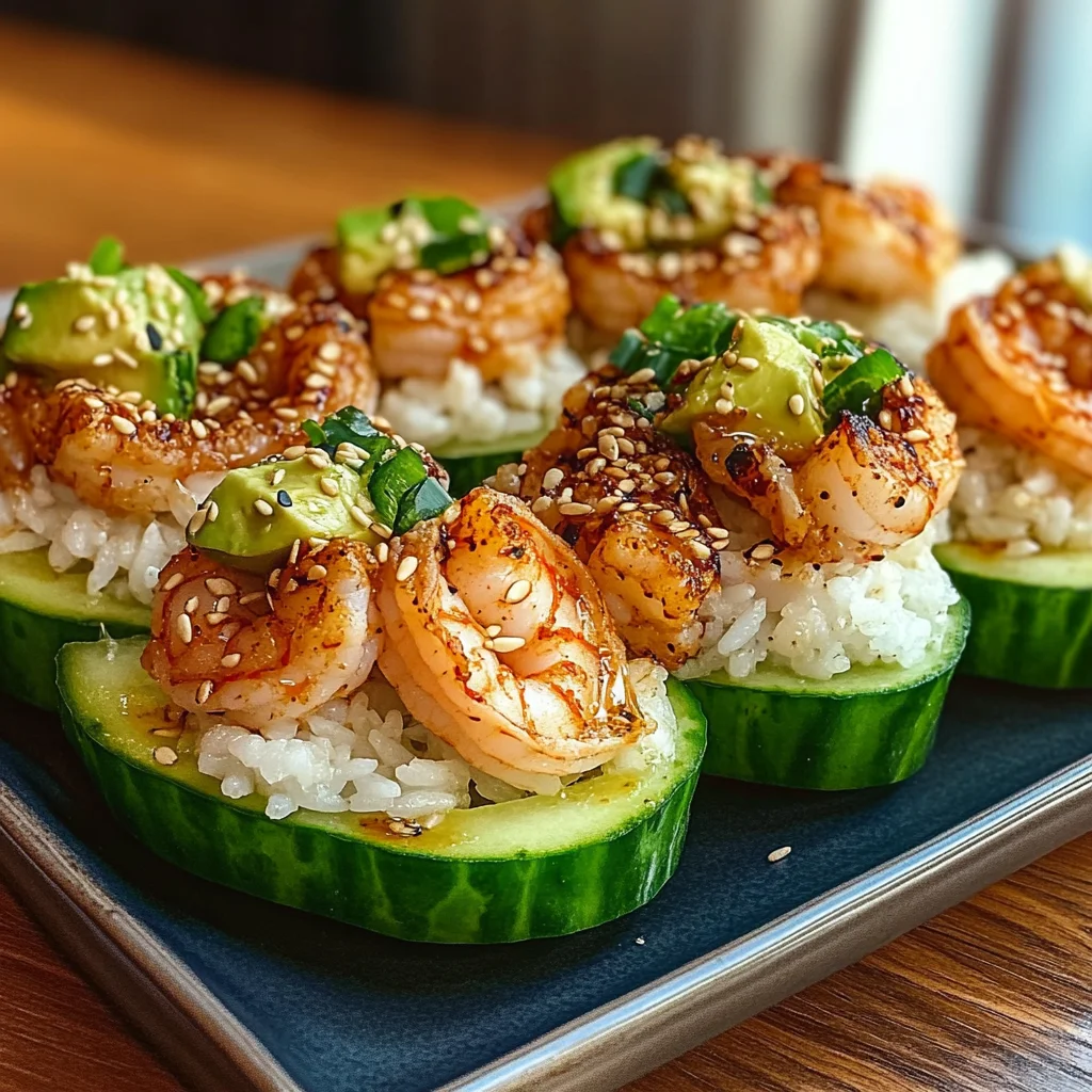 Shrimp Avocado Cucumber Boats