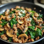 Turkey Spinach Mushroom Skillet