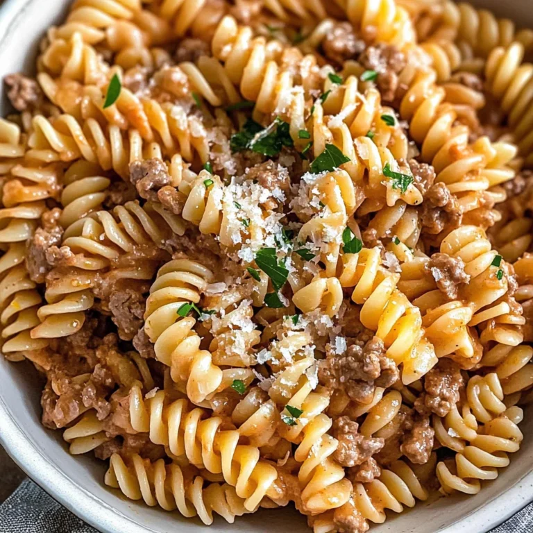 Beef and Rotini in Garlic Parmesan Sauce