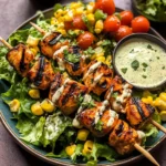 Chopped Honey Buffalo Chicken Skewer Salad