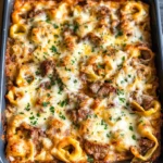 Golden Cheese Steak Tortellini Casserole