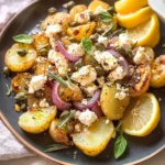 Quick smashed Greek potatoes with feta and rosemary