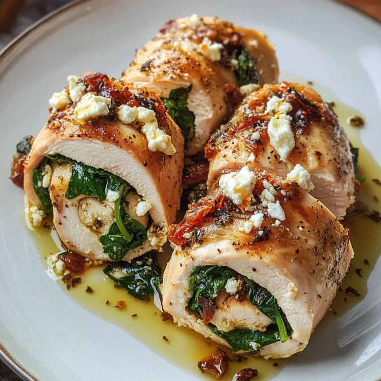 Rolled Up Chicken with Feta, Spinach, and Sun-Dried Tomatoes