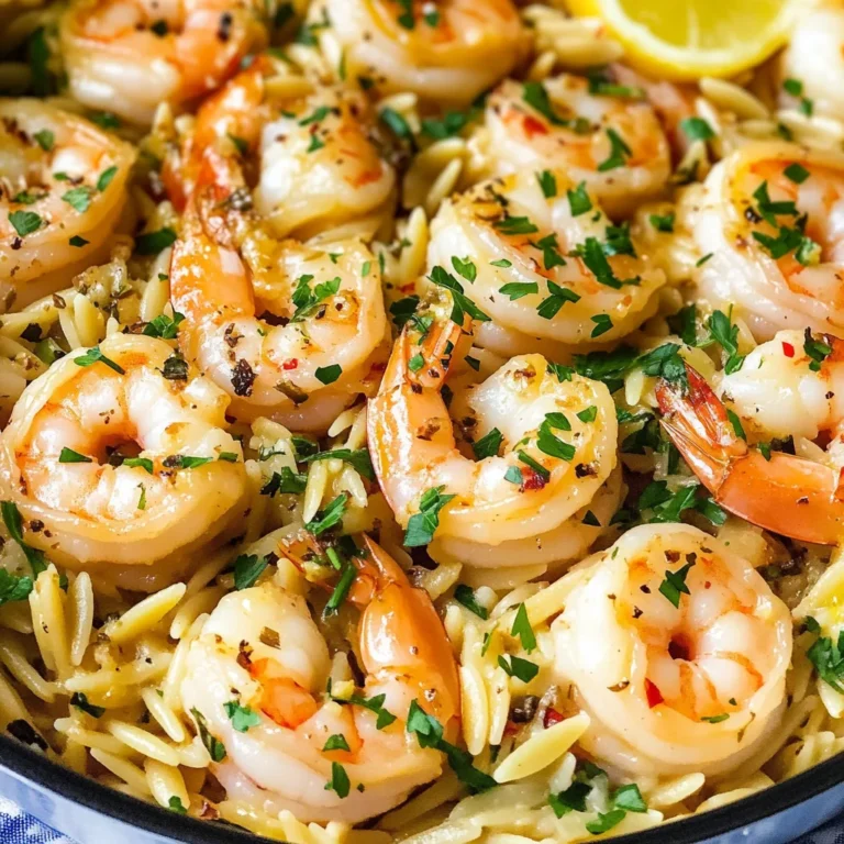 Shrimp Orzo In Lemon Garlic Sauce