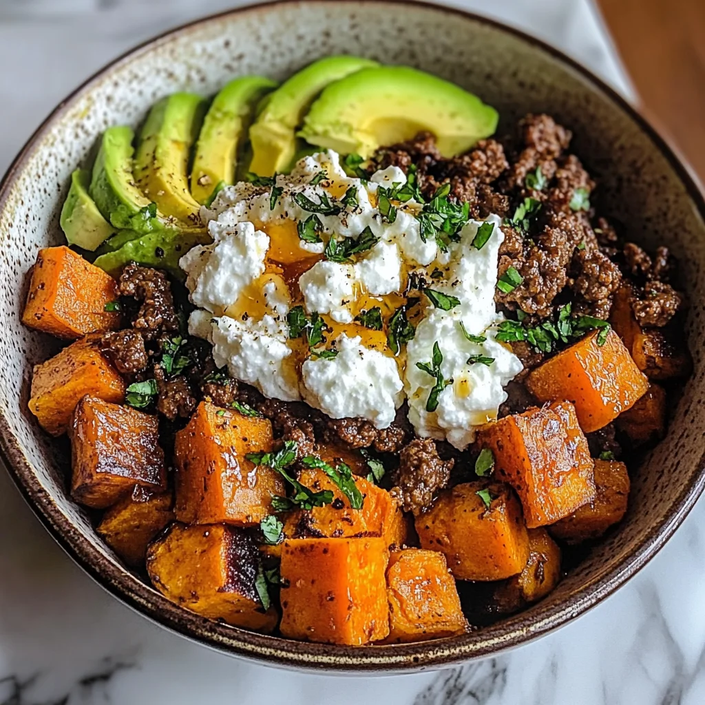 Sweet Potato Beef Bowl with Hot Honey and Cottage Cheese Recipe (Viral TikTok Recipe!)