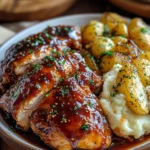Honey Bbq Chicken & Creamy Garlic Parmesan Potatoes