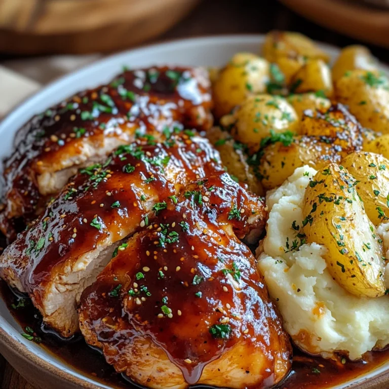Honey Bbq Chicken & Creamy Garlic Parmesan Potatoes