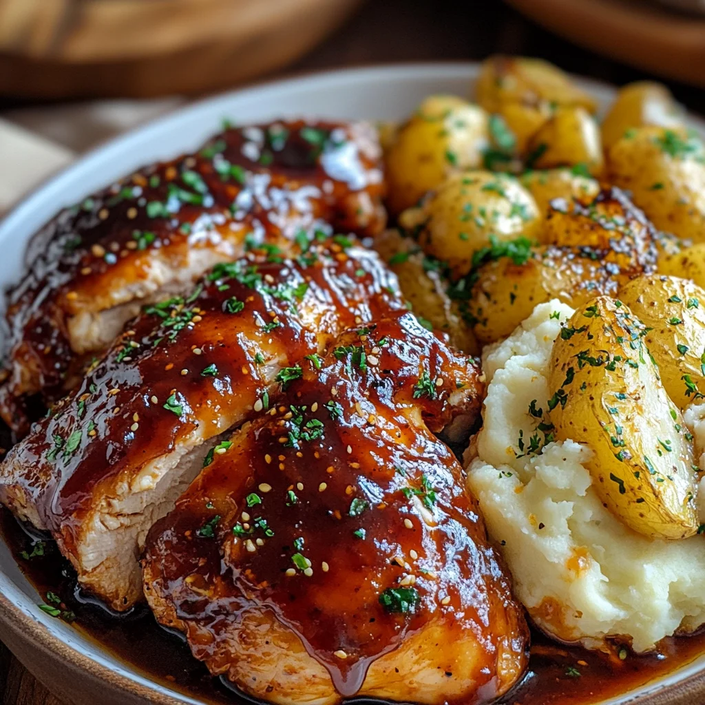 Honey Bbq Chicken & Creamy Garlic Parmesan Potatoes