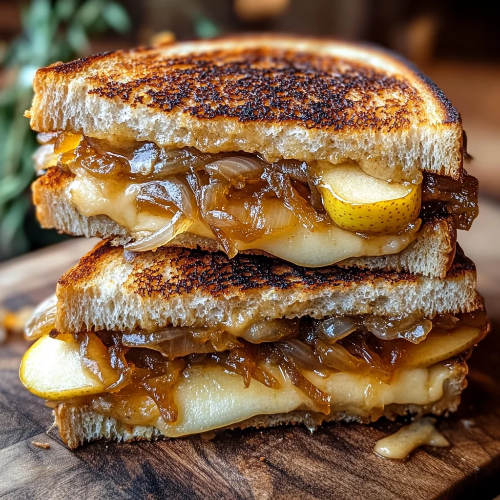Pear & Apple Grilled Cheese With Caramelized Onions