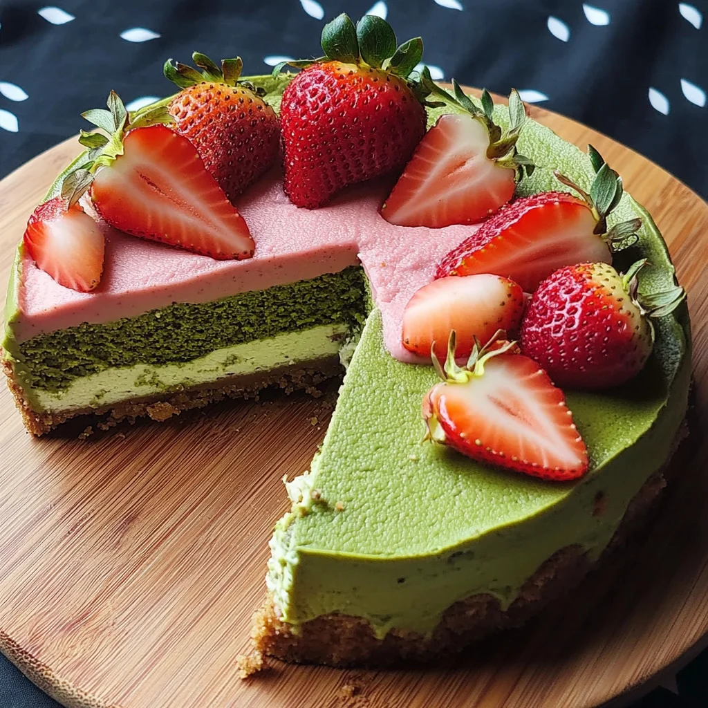 Strawberry Matcha Basque Cheesecake