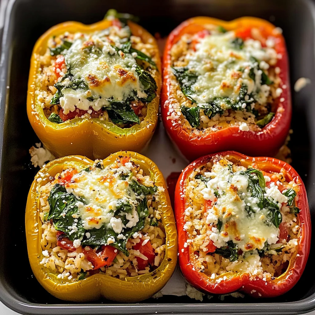 Baked Greek Stuffed Peppers with Chicken