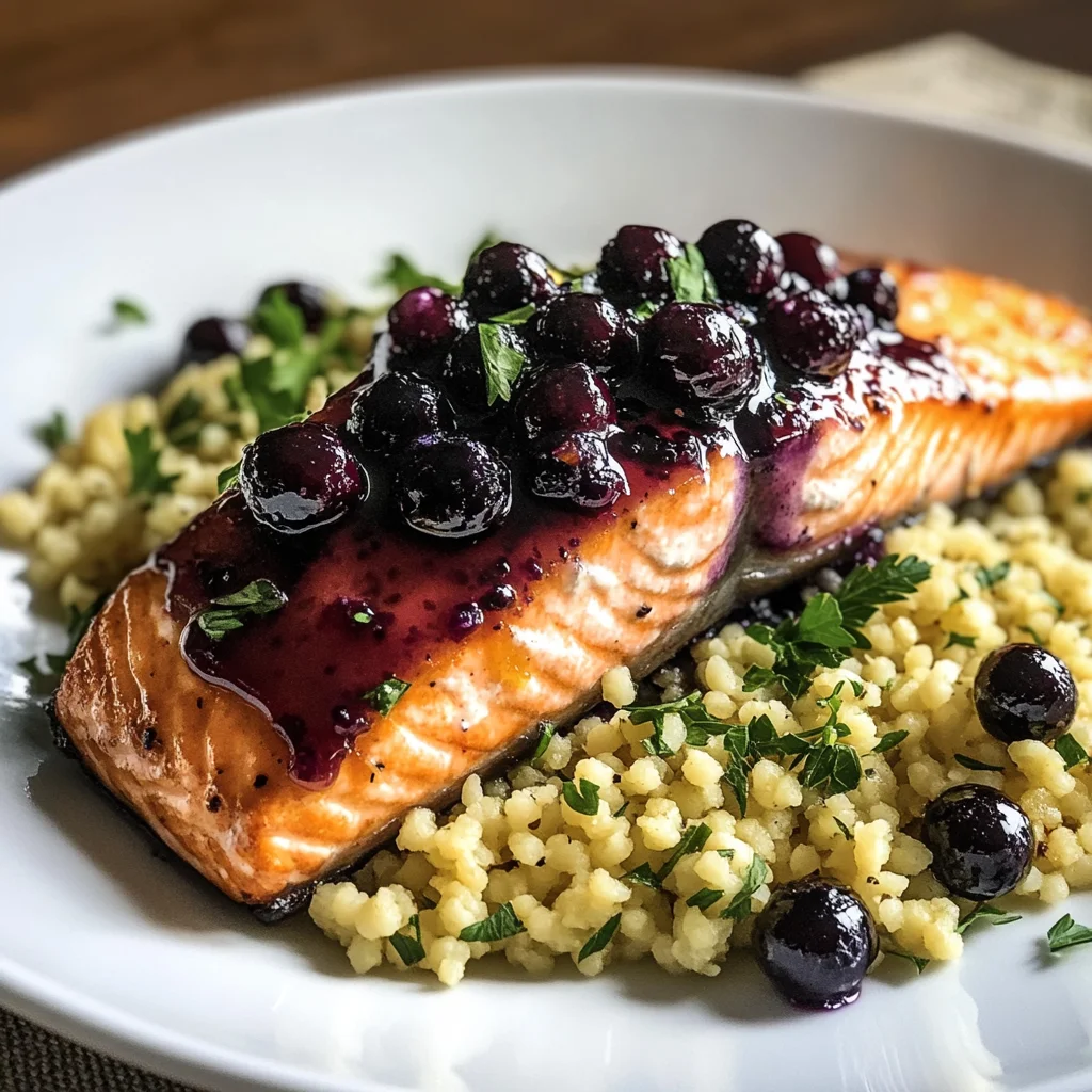 Blueberry Glazed Salmon with Lemon Herb Couscous