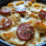 Crock Pot Pierogi Casserole with Kielbasa